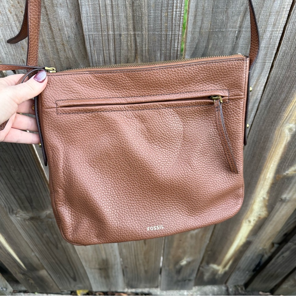 Fossil Brown Leather Crossbody Bag